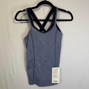 LULULEMON “run for the gold” tank. Built in bra. Size 4. New with tags. Blue.